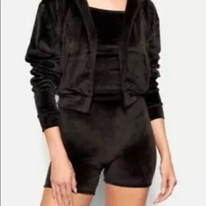 Skims velour hoodie jacket & bike shirt size medium